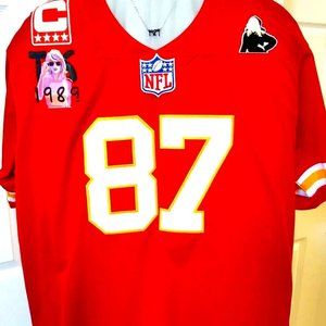 T Swiftie KC 87 Football Custom Jersey Theme (1989) Necklace Red/white Size XL